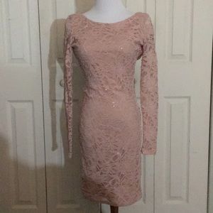 open back lace nude dress